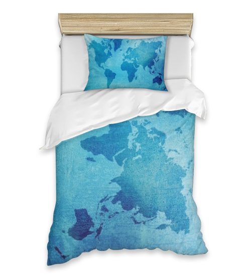 World Map Quilt Cover + Pillow Case
