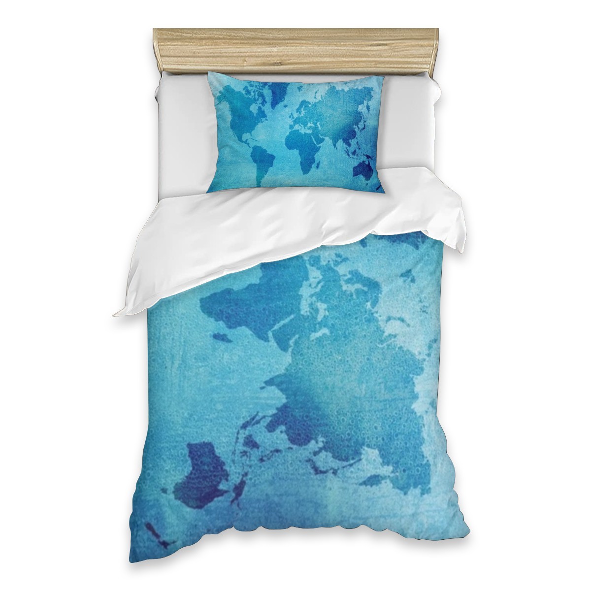 World Map Quilt Cover + Pillow Case